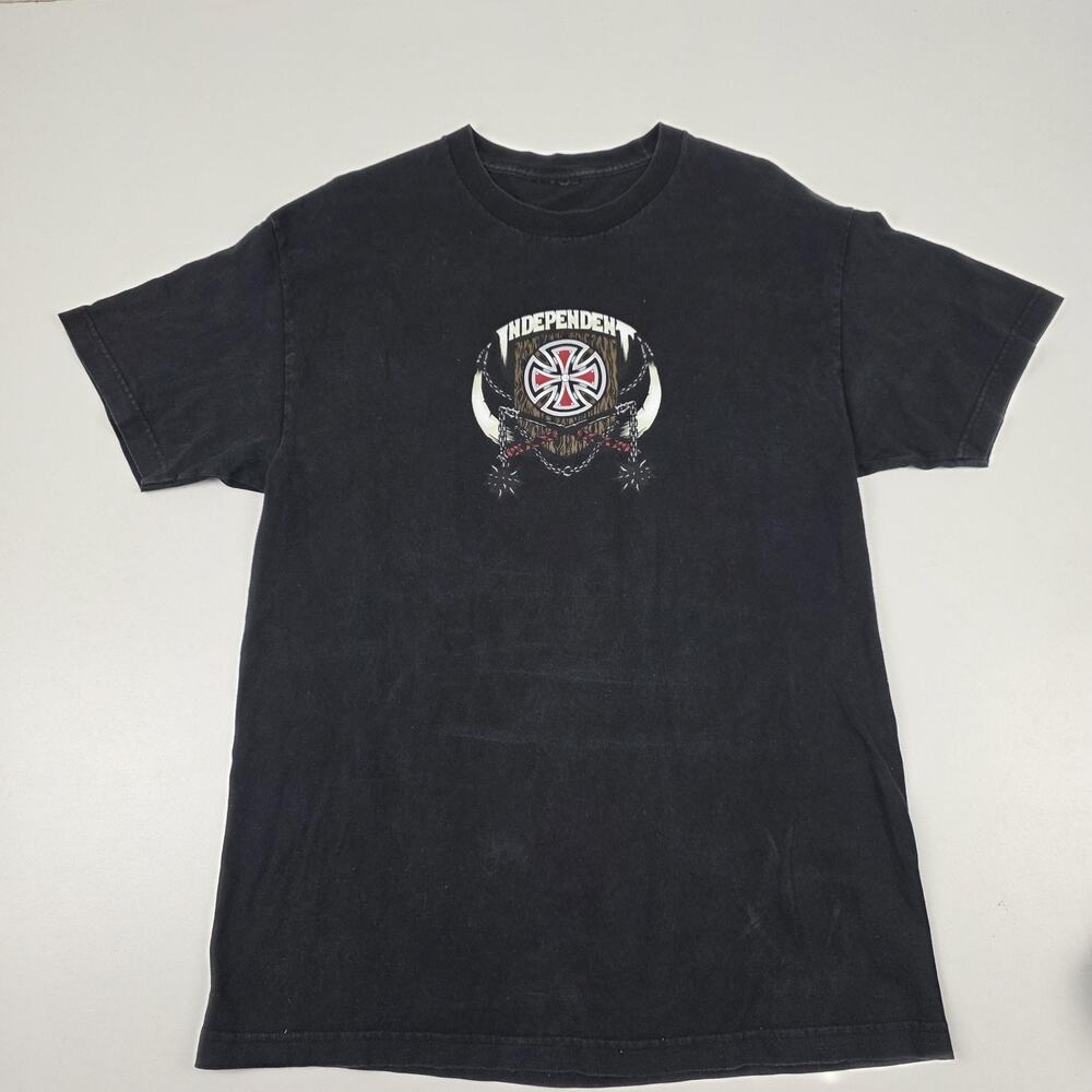 Vintage Independent Shirt Mens Medium Black Chris Haslam Skateboarding Tee Faded